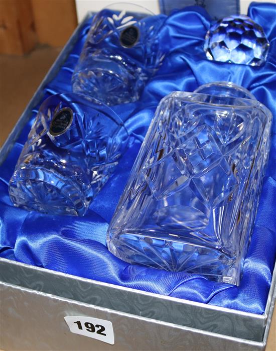Royal Doulton cut crystal decanter set, boxed